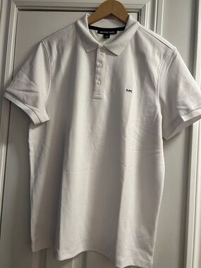 Michael Kors Men’s White Polo with Subtle MK Embroidery